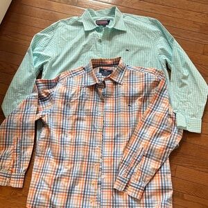 2 Vineyard Vines - Whale Shirts in Aqua and Multicolor Plaid Shirts